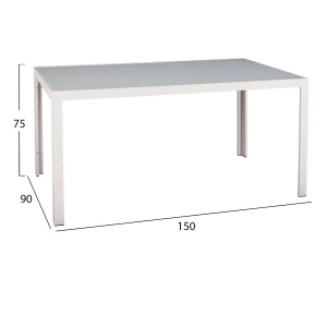 ΣΕΤ ΤΡΑΠΕΖΑΡΙΑΣ 5ΤΜΧ OFER HM21020 ΚΑΡΕΚΛΕΣ ΑΛΟΥΜ. & ΜΕΤΑΛ.ΤΡΑΠΕΖΙ 150x90εκ--ΛΕΥΚΟ