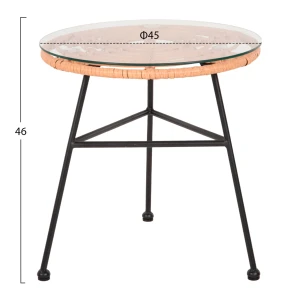 ΣΕΤ ΕΞΩΤΕΡΙΚΟΥ ΧΩΡΟΥ 3ΤΜΧ ALLEGRA HM21047.11 ΜΠΕΖ ΣΥΝΘ.RATTAN-ΜΕΤΑΛΛΟ ΣΕ ΜΑΥΡΟ
