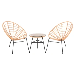 ΣΕΤ ΕΞΩΤΕΡΙΚΟΥ ΧΩΡΟΥ 3ΤΜΧ ALLEGRA HM21047.11 ΜΠΕΖ ΣΥΝΘ.RATTAN-ΜΕΤΑΛΛΟ ΣΕ ΜΑΥΡΟ