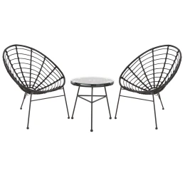 ΣΕΤ ΕΞΩΤΕΡΙΚΟΥ ΧΩΡΟΥ 3ΤΜΧ ALLEGRA HM21047.12 ΜΑΥΡΟ ΣΥΝΘ.RATTAN &amp; ΜΕΤΑΛΛΟ