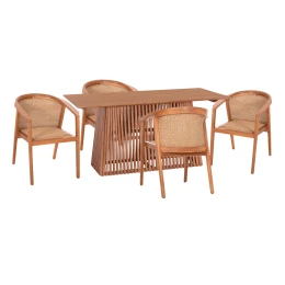 ΣΕΤ ΤΡΑΠΕΖΑΡΙΑΣ 5ΤΜΧ RENLY HM21078.02 ΟΡΘΟΓΩΝΙΟ ΤΡΑΠΕΖΙ &amp; 4 ΚΑΡΕΚΛΕΣ