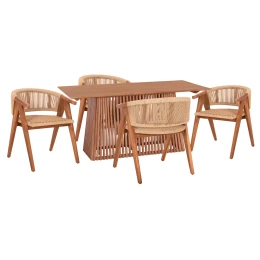 ΣΕΤ ΤΡΑΠΕΖΑΡΙΑΣ 5ΤΜΧ BRANN HM21078.03 ΟΡΘΟΓΩΝΙΟ ΤΡΑΠΕΖΙ &amp; 4 ΚΑΡΕΚΛΕΣ