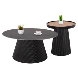 ΣΕΤ 2ΤΜΧ ΤΡΑΠΕΖΙΑ ΣΑΛΟΝΙΟΥ DUNCAN HM21081 MDF ΚΑΙ ΚΕΡΑΜΙΚΟ TOP Φ80εκ &amp; Φ45εκ