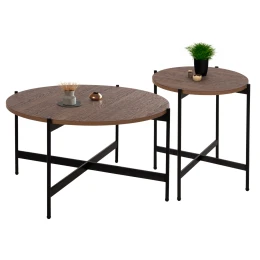 ΣΕΤ 2ΤΜΧ ΤΡΑΠΕΖΙΑ ΣΑΛΟΝΙΟΥ RONDA HM21089.03 MDF ΣΕ ΚΑΡΥΔΙ ΧΡΩΜΑ Φ80εκ &amp; Φ50εκ