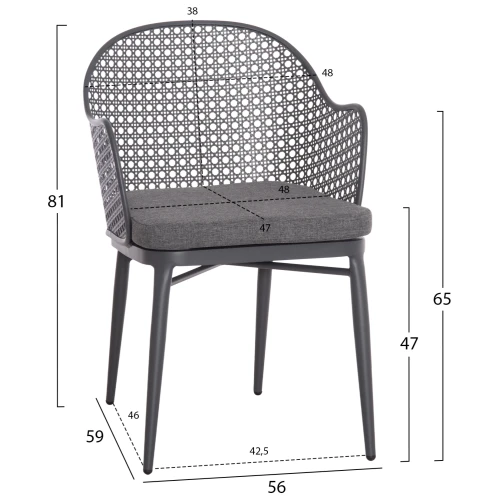 ΣΕΤ LOUNGE 3TMX ΕΞ.ΧΩΡΟΥ OREGO HM21107.01 ΑΛΟΥΜΙΝΙΟ & ΜΕΤΑΛΛΟ ΣΕ ΣΚΟΥΡΟ ΓΚΡΙ