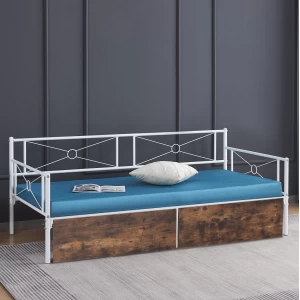 ΚΡΕΒΑΤΙ-ΚΑΝΑΠΕΣ BERNIE HM21121.01 ΛΕΥΚΟΣ ΜΕΤΑΛ.ΣΚΕΛΕΤΟΣ & 2 ΣΥΡΤΑΡΙΑ- ΓΙΑ 190x90εκ.