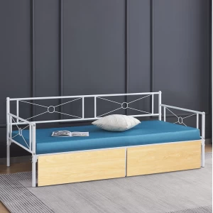 ΚΡΕΒΑΤΙ-ΚΑΝΑΠΕΣ BERNIE HM21121.02 ΛΕΥΚΟ ΜΕΤΑΛΛΟ & 2 SONAMA ΣΥΡΤΑΡΙΑ- ΓΙΑ 190x90εκ.