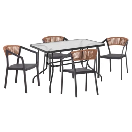 ΣΕΤ ΤΡΑΠΕΖΑΡΙΑΣ 5ΤΜΧ ADAM HM21160 ΚΑΡΕΚΛΕΣ ΑΛΟΥΜΙΝΙΟΥ &amp; ΤΡΑΠΕΖΙ 120x70 ΓΚΡΙ