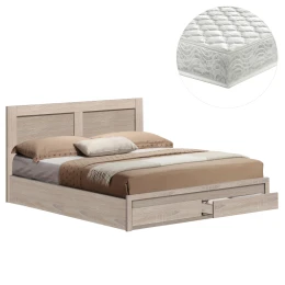 ΚΡΕΒΑΤΙ ΔΙΠΛΟ ΜΕ ΣΥΡΤΑΡΙΑ &amp; ΣΤΡΩΜΑ CAPRI HM21169 ΜΕΛΑΜΙΝΗ SONAMA--ΓΙΑ 150x200εκ