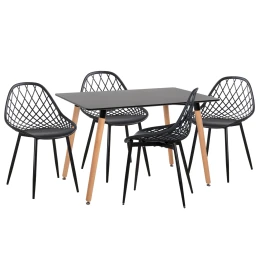 ΣΕΤ ΤΡΑΠΕΖΑΡΙΑΣ 5ΤΜΧ LIO HM21175 MDF TOP &amp; ΠΟΛΥΠΡΟΠΥΛΕΝΙΟ ΣΕ ΜΑΥΡΟ