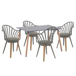 ΣΕΤ ΤΡΑΠΕΖΑΡΙΑΣ 5ΤΜΧ ANAIS HM21176 MDF TOP ΣΕ ΓΚΡΙ--P.P. &amp; PU ΣΕ ΓΚΡΙ