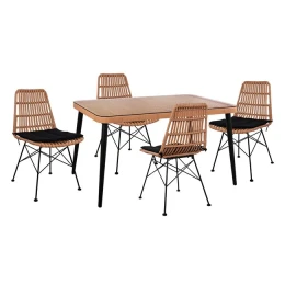 ΣΕΤ 5ΤΜΧ ALLEGRA WICKER ΜΕ ΤΡΑΠΕΖΙ 140X80Χ78Υ ΜΠΕΖ &amp; ΜΑΥΡΟ ΧΡΩΜΑ HM10491