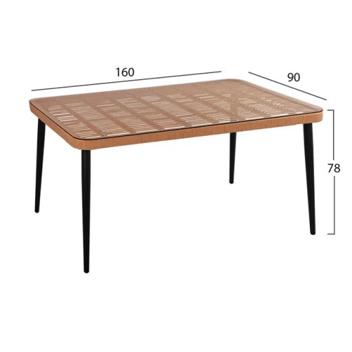 ΣΕΤ ΤΡΑΠΕΖΑΡΙΑΣ 7ΤΜΧ ALLEGRA HM10495 WICKER ΜΠΕΖ-ΜΕΤΑΛΛΟ ΜΑΥΡΟ