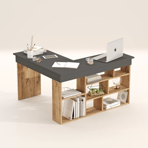 Γραφείο γωνιακό "VIANA" σε χρώμα atlantic pine/ανθρακί 115x120x72