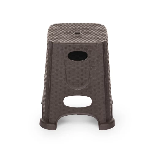 Σκαμπό εξωτερικού χώρου Rattan Tif βαρέως τύπου σε χρώμα καφέ 37x37x45