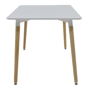 Τραπέζι Snow MDF λευκό-πόδια φυσικό 120x70x76εκ