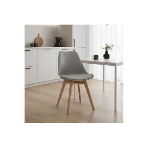 Καρέκλα Gast pp-pu σε γκρι απόχρωση με ξύλινο πόδι σε φυσική απόχρωση 47x56,6x83