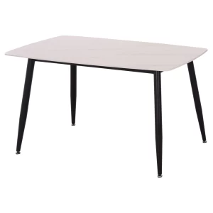 Τραπέζι Rav λευκό μαρμάρου sintered stone-μαύρο μέταλλο 120x70x75