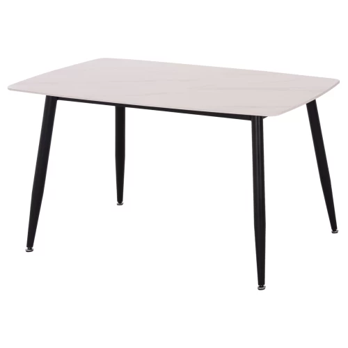 Τραπέζι Rav λευκό μαρμάρου sintered stone-μαύρο μέταλλο 120x70x75