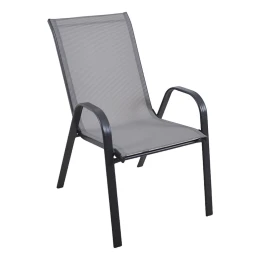 Πολυθρόνα κήπου "Roby" μέταλλο γκρι-textilene γκρι 55x75x95