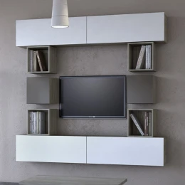 Σύνθεση σαλονιού "SMART 8A" σε χρώμα σταχτί-λευκό