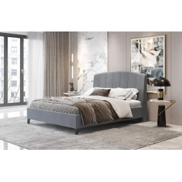 Κρεβάτι διπλό "BED5" από ύφασμα σε χρώμα ανθρακί 160x200