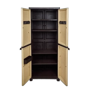 Ντουλάπα δίφυλλη πλαστική σε μπεζ/καφέ χρώμα 70x43x180