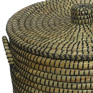 AFRICA ΚΑΛΑΘΙ ΜΕ ΚΑΠΑΚΙ 45x45x50cm KANSGRASS ΦΥΣΙΚΟ ΜΑΥΡΟ PVC