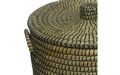 AFRICA ΚΑΛΑΘΙ ΜΕ ΚΑΠΑΚΙ 45x45x50cm KANSGRASS ΦΥΣΙΚΟ ΜΑΥΡΟ PVC