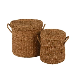 SEAGRASS ΚΑΛΑΘΙ ΜΕ ΚΑΠΑΚΙ SET 2ΤΜΧ 44x44x45cm SEAGRASS ΦΥΣΙΚΟ