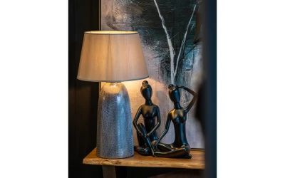 ARGENT ΦΩΤΙΣΤΙΚΟ ΕΠΙΤΡΑΠΕΖΙΟ 40x40x67cm ΚΕΡΑΜΙΚΟ ΑΣΗΜΙ ΛΕΥΚΟ ΥΦΑΣΜΑ