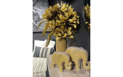 AFRICANA 2 ΔΙΑΚΟΣΜΗΤΙΚΟ ΕΛΕΦΑΝΤΑΣ 29x13x22cm POLYRESIN ΚΙΤΡΙΝΟ