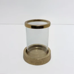 TITUL ΒΑΣΗ ΡΕΣΩ 14x14x18cm ΑΛΟΥΜΙΝΙΟ ΧΡΥΣΟ ΓΥΑΛΙ