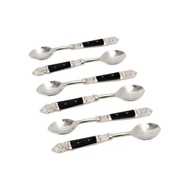 ROYAL ΚΟΥΤΑΛΙ ΓΛΥΚΟΥ SET 6TMX 15x3x1cm ΑΤΣΑΛΙ ΜΑΥΡΟ RESIN