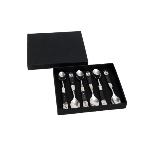 ROYAL ΚΟΥΤΑΛΙ ΓΛΥΚΟΥ SET 6TMX 15x3x1cm ΑΤΣΑΛΙ ΜΑΥΡΟ RESIN