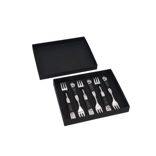 ROYAL ΠΙΡΟΥΝΙ ΓΛΥΚΟΥ SET 6TMX 15x2x1cm ΑΤΣΑΛΙ ΜΑΥΡΟ RESIN