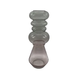 FORME ΒΑΖΟ 14x14x38cm ΓΥΑΛΙ ΡΟΖ ΠΡΑΣΙΝΟ