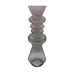 FORME ΒΑΖΟ 14x14x46cm ΓΥΑΛΙ ΡΟΖ ΠΡΑΣΙΝΟ