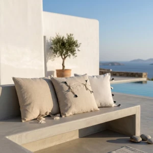 AMMOS 1 ΔΙΑΚΟΣΜΗΤΙΚΟ ΜΑΞΙΛΑΡΙ 45x45cm ΒΑΜΒΑΚΙ ΜΠΕΖ