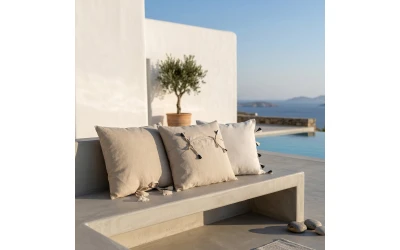 AMMOS 5 ΔΙΑΚΟΣΜΗΤΙΚΟ ΜΑΞΙΛΑΡΙ 60x60cm ΥΦΑΣΜΑ ΜΠΕΖ ΒΑΜΒΑΚΙ