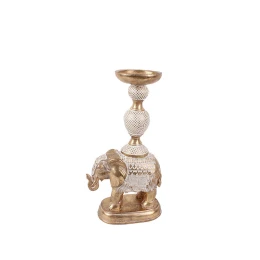 ELEPHAS 2 ΚΗΡΟΠΗΓΙΟ 18x10x33cm POLYRESIN ΧΡΥΣΟ ΛΕΥΚΟ