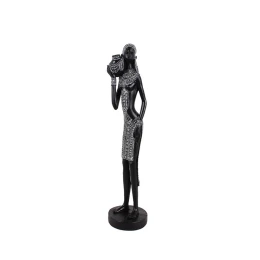 IRAMBA 2 ΔΙΑΚΟΣΜΗΤΙΚΗ ΦΙΓΟΥΡΑ 9x9x35cm POLYRESIN ΜΑΥΡΟ ΛΕΥΚΟ