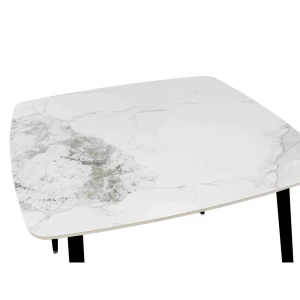 QUADRO ΤΡΑΠΕΖΙ ΛΕΥΚΟ ΜΕ ΟΨΗ ΜΑΡΜΑΡΟΥ 90x90x77cm