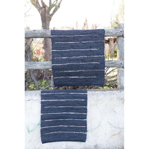 LINES ΧΑΛΑΚΙ 60x90cm ΔΕΡΜΑ ΜΑΥΡΟ ΜΠΕΖ ΛΕΥΚΟ