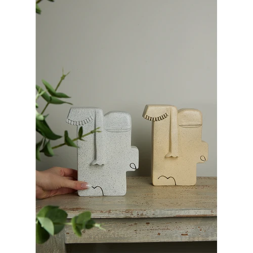 KUVAUS 3 ΔΙΑΚΟΣΜΗΤΙΚΟ ΠΡΟΣΩΠΟ 18x7x22cm POLYRESIN ΜΠΕΖ