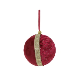 GLAM RED ΧΡΙΣΤΟΥΓΕΝΝΙΑΤΙΚΗ ΜΠΑΛΑ 10x10x10cm POLYFOAM ΚΟΚΚΙΝΟ ΧΡΥΣΟ ΥΦΑΣΜΑ