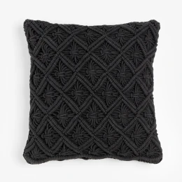 AL MANO ΔΙΑΚΟΣΜΗΤΙΚΟ ΜΑΞΙΛΑΡΙ 45x45x5cm ΒΑΜΒΑΚΙ ΜΑΥΡΟ POLYESTER