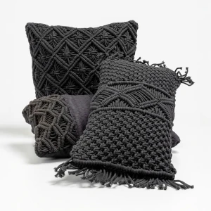 AL MANO ΔΙΑΚΟΣΜΗΤΙΚΟ ΜΑΞΙΛΑΡΙ 45x45x5cm ΒΑΜΒΑΚΙ ΜΑΥΡΟ POLYESTER