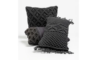 AL MANO ΔΙΑΚΟΣΜΗΤΙΚΟ ΜΑΞΙΛΑΡΙ 45x45x5cm ΒΑΜΒΑΚΙ ΜΑΥΡΟ POLYESTER