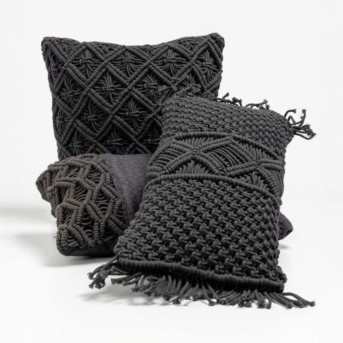 AL MANO ΔΙΑΚΟΣΜΗΤΙΚΟ ΜΑΞΙΛΑΡΙ 45x45x5cm ΒΑΜΒΑΚΙ ΜΑΥΡΟ POLYESTER